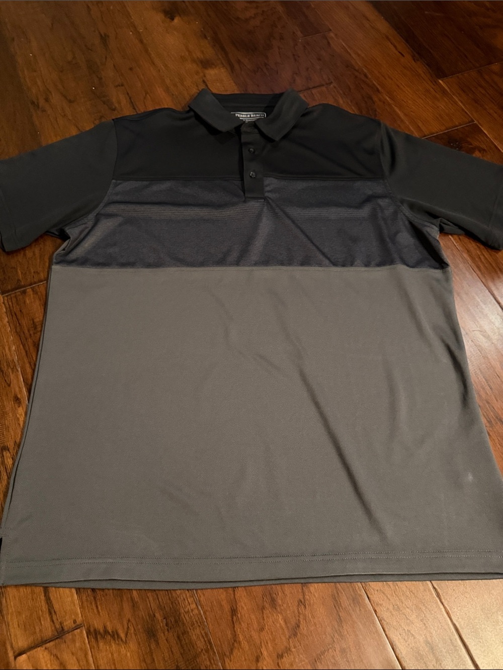 Pebble Beach Men's Black and Gray Colorblock Polo